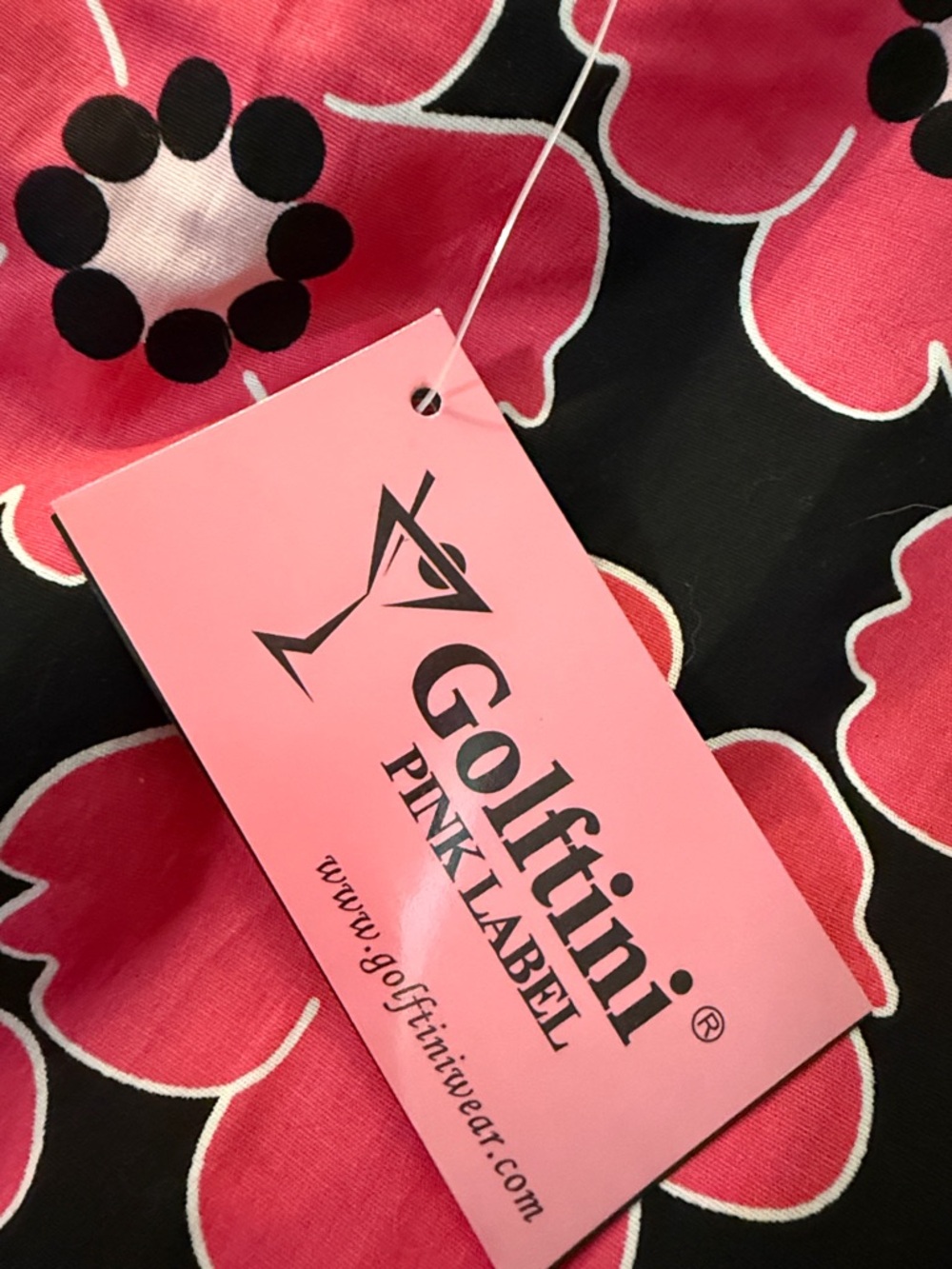 Golftini Black Mini Skirt with Bright Pink Floral Print - Picture 8 of 9